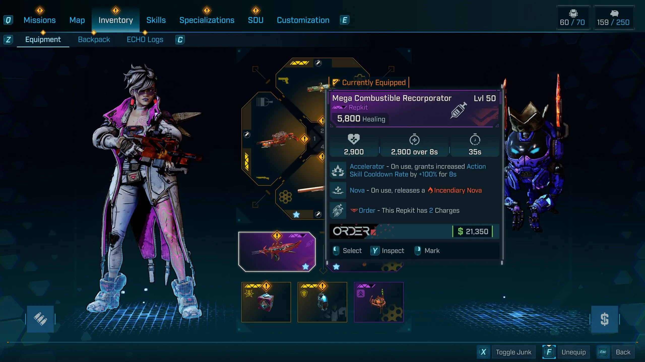 Repkit hiển thị hiệu ứng buff và hồi máu trên HUD trong Borderlands 4