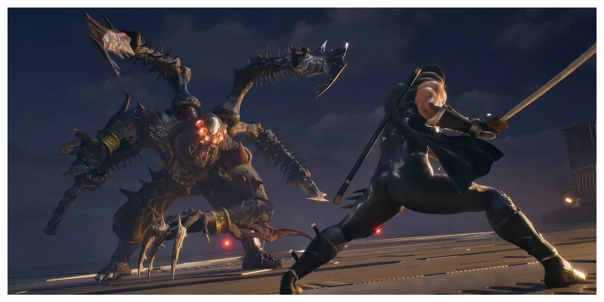 Ryu Hayabusa trong một pha chém đối thủ, thể hiện gameplay đậm tính kỹ năng