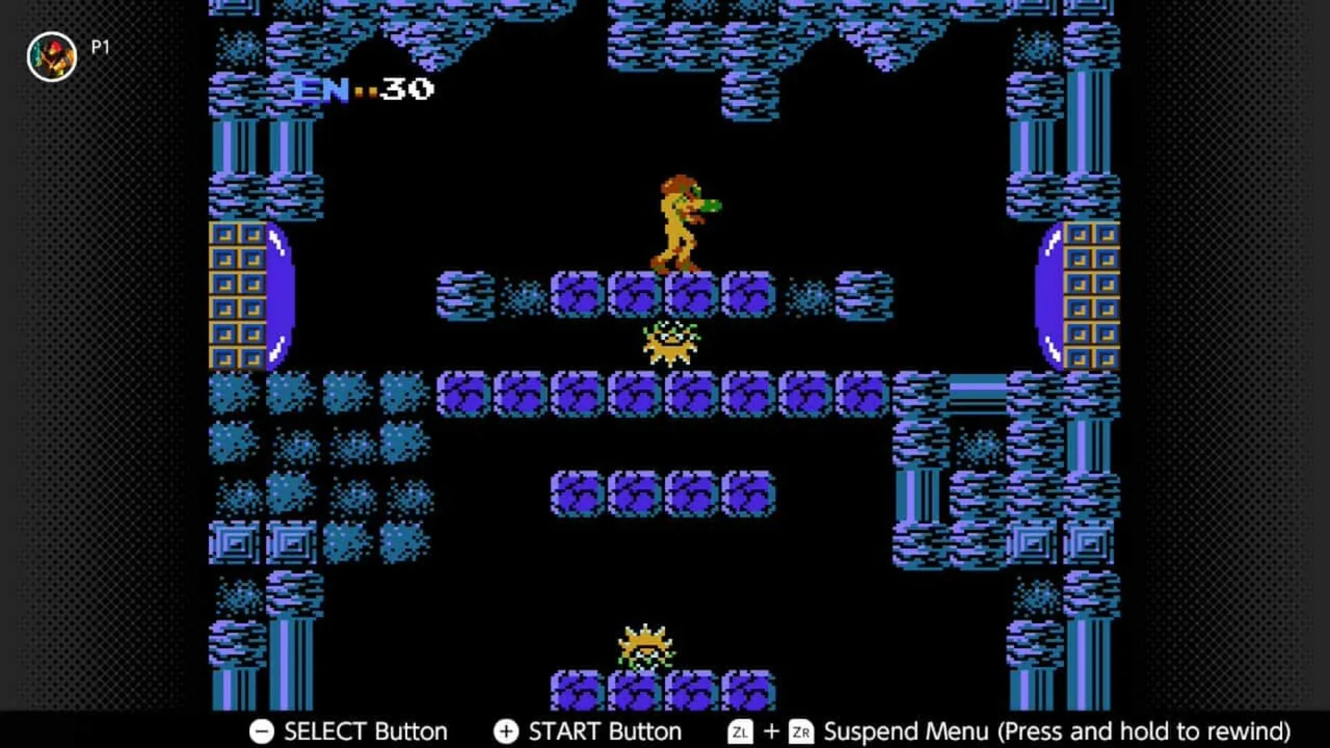 Samus Aran khám phá hành tinh trong Metroid bản NES, ánh sáng và bóng tối thể hiện không khí cô độc