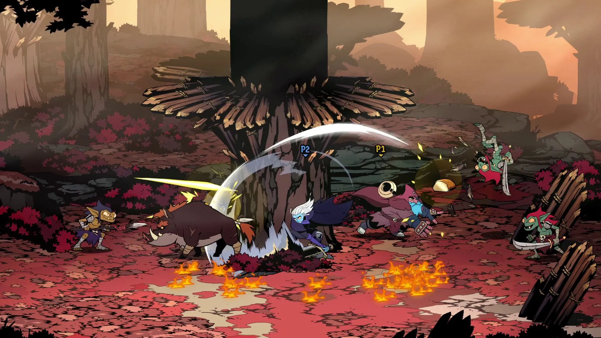 Screenshot gameplay Absolum thể hiện giao diện chiến đấu tối giản và hiệu ứng kỹ năng