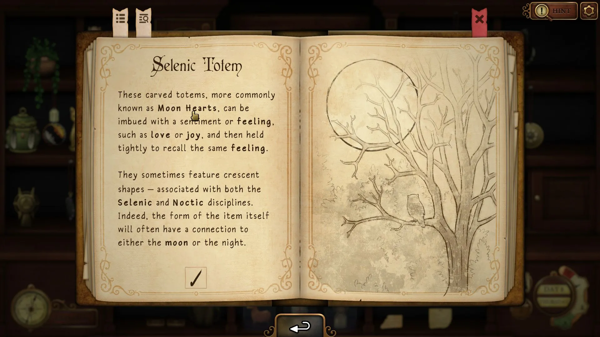 Selenic Totem entry trong sách mô tả cổ vật, một ví dụ cho khoảnh khắc khám phá