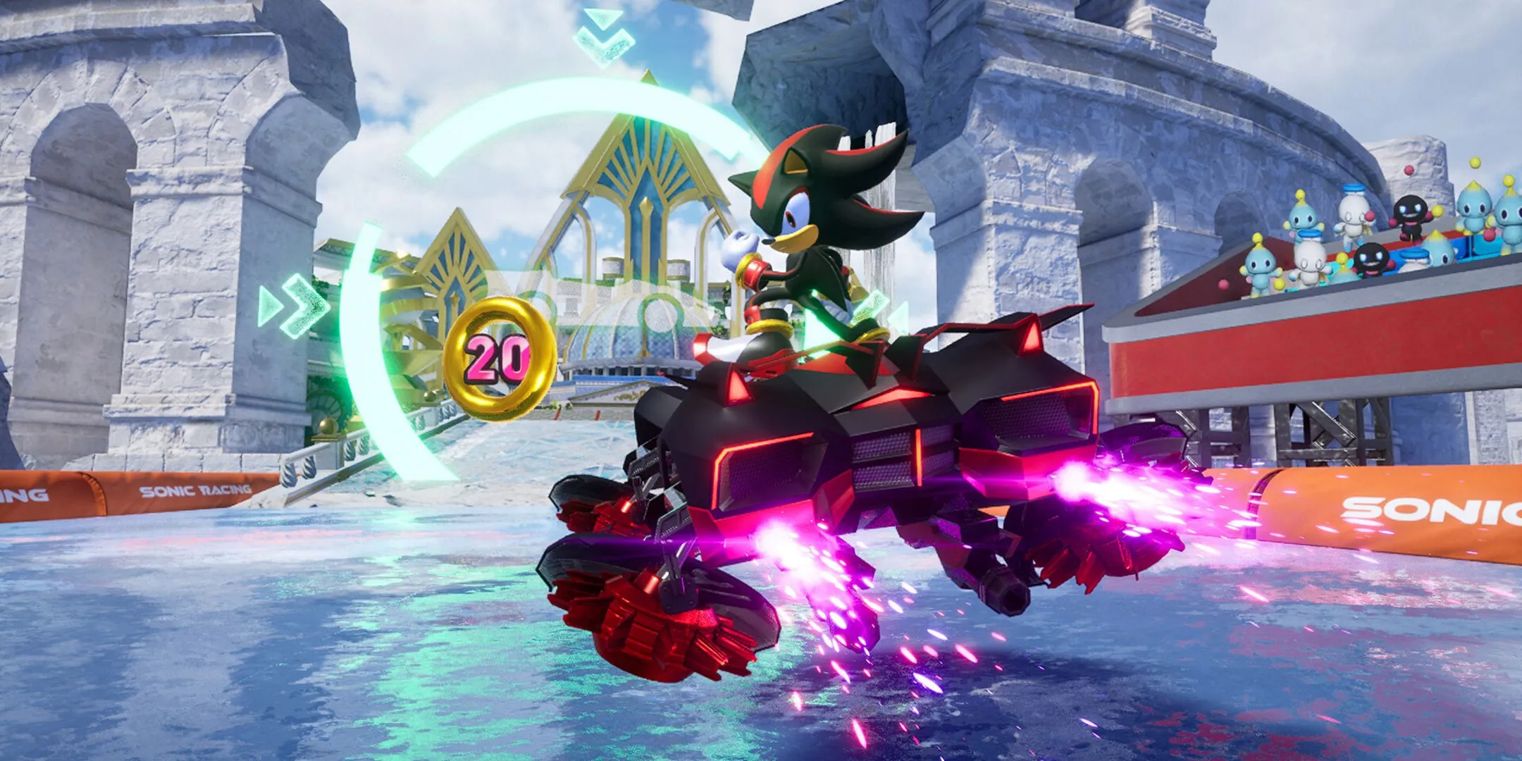 Shadow tạo dáng trong Sonic Racing Crossworlds, hình ảnh quảng bá nhân vật và đồ họa đua tốc độ
