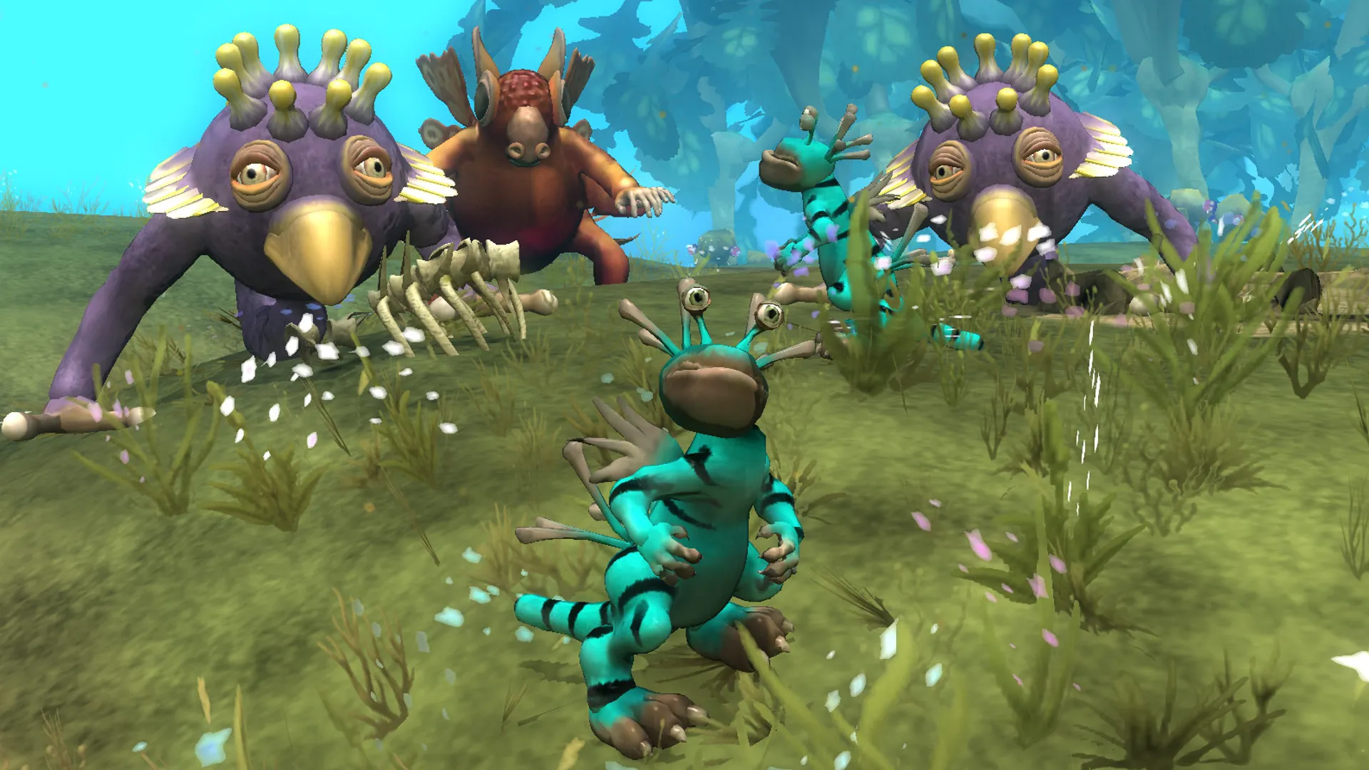 Sinh vật trong Spore do người chơi tạo ra, biểu tượng của ý tưởng sáng tạo nhưng game mất cân bằng qua các giai đoạn
