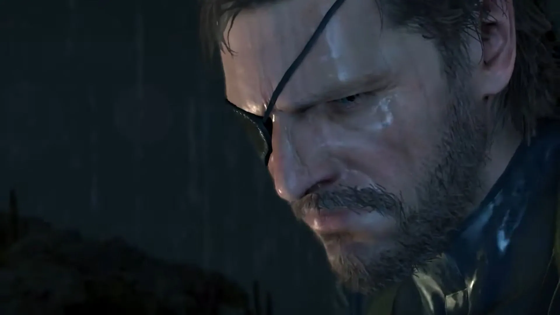 Snake đứng trong mưa, biểu tượng stealth và bầu không khí căng thẳng của Ground Zeroes