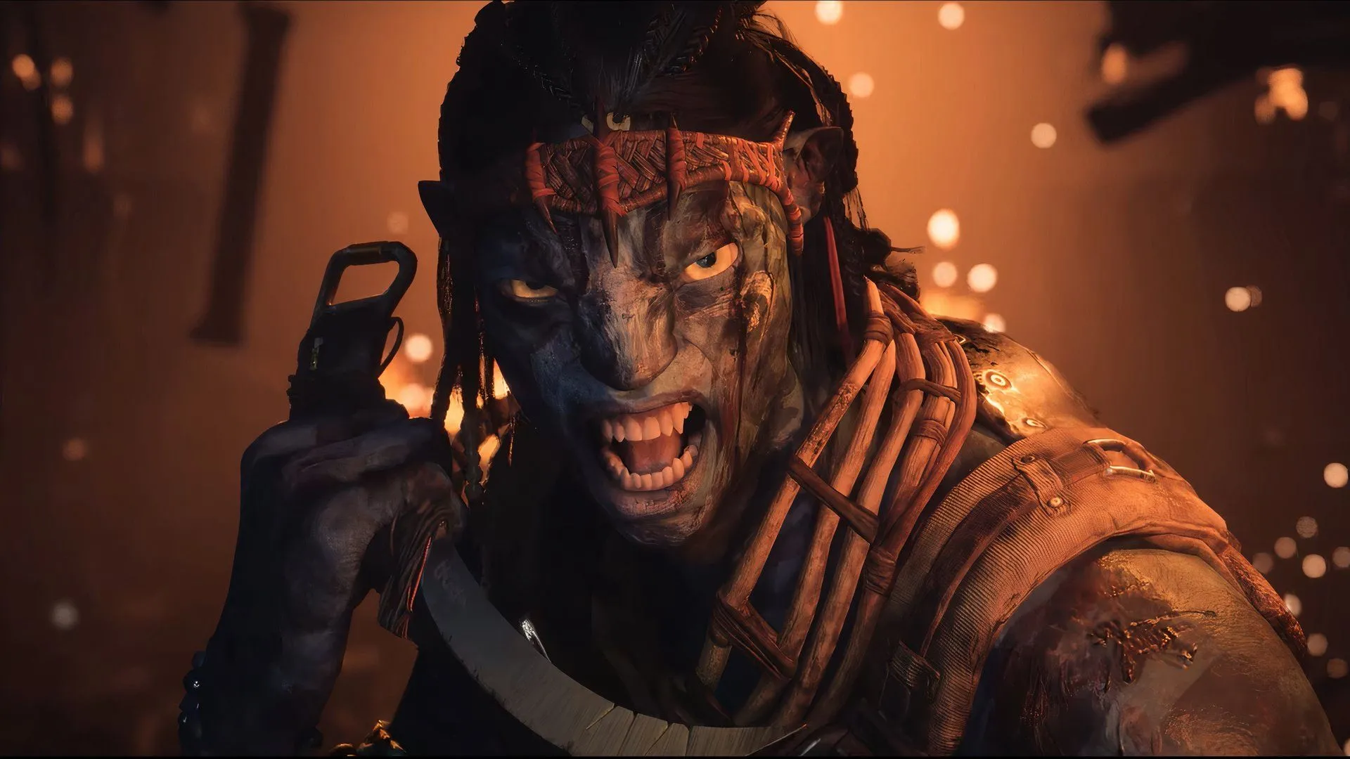 So'lek chiến binh Trr'ong trong DLC From the Ashes, khung cảnh Kinglor Forest bốc cháy