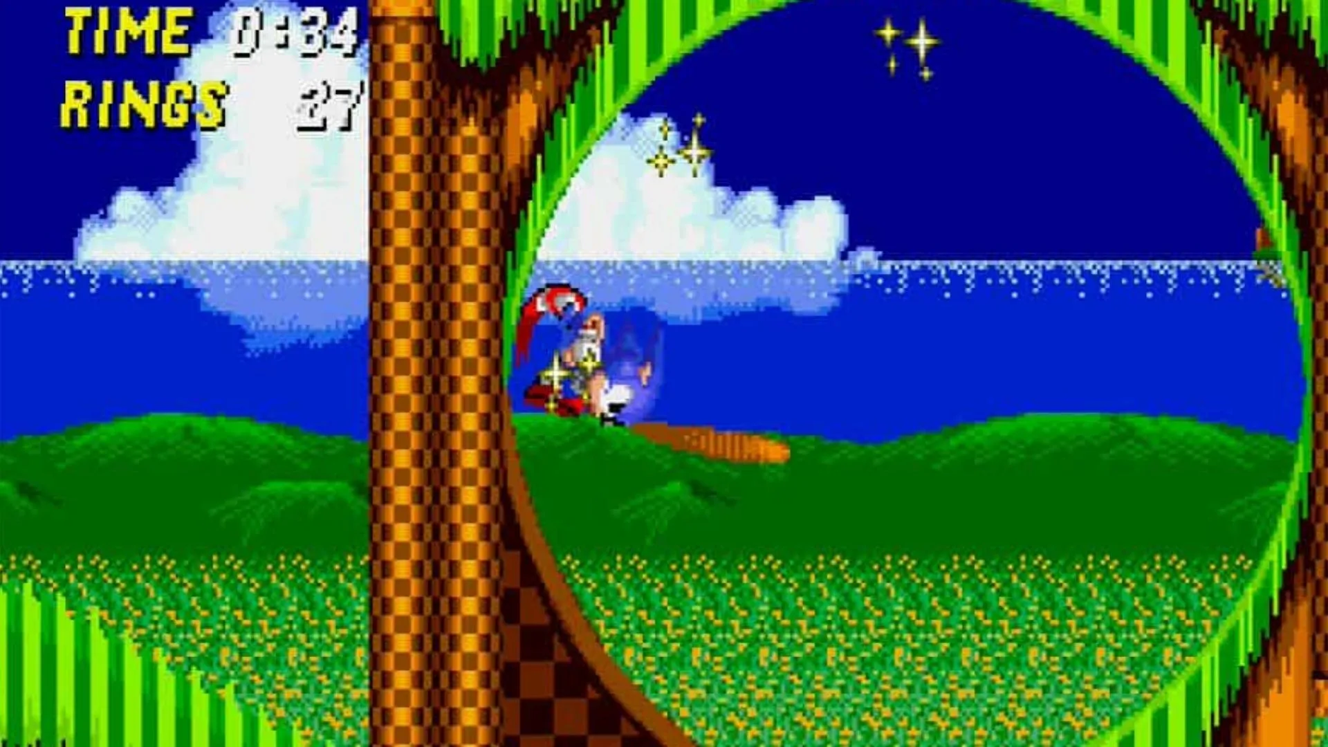 Sonic chạy trên các màn đua theo phong cách cổ điển, minh họa cho thiết kế level dựa trên tốc độ