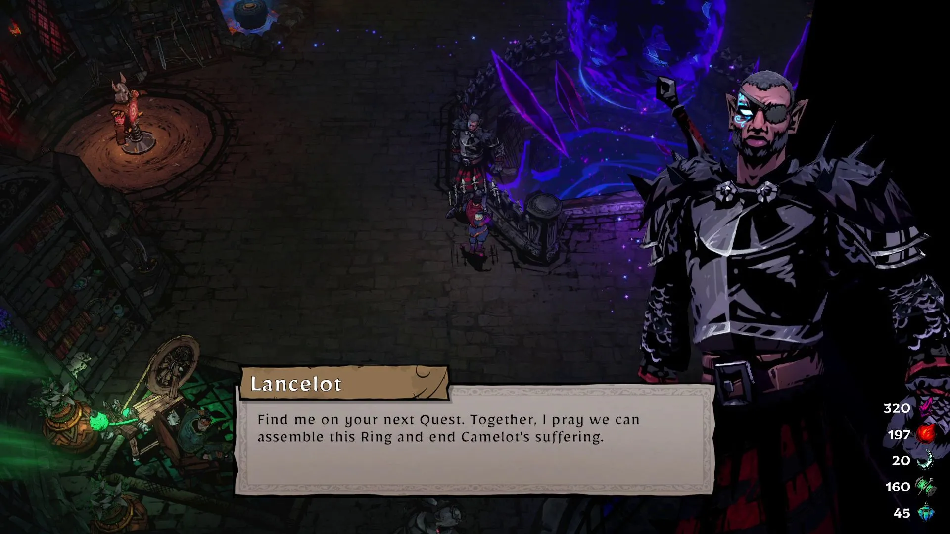 Sworn khai thác truyền thuyết Arthur một cách súc tích qua các boss và NPC trong Camelot