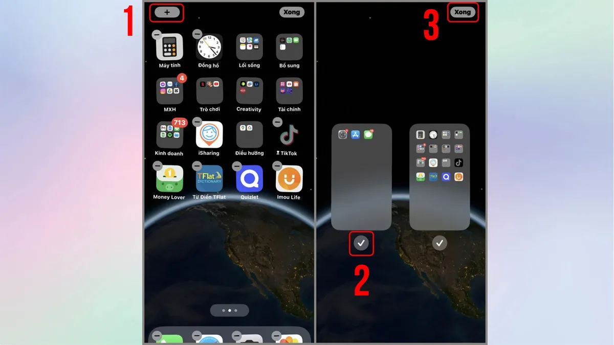 Thao tác ẩn hoặc sắp xếp lại trang ứng dụng trên iPhone