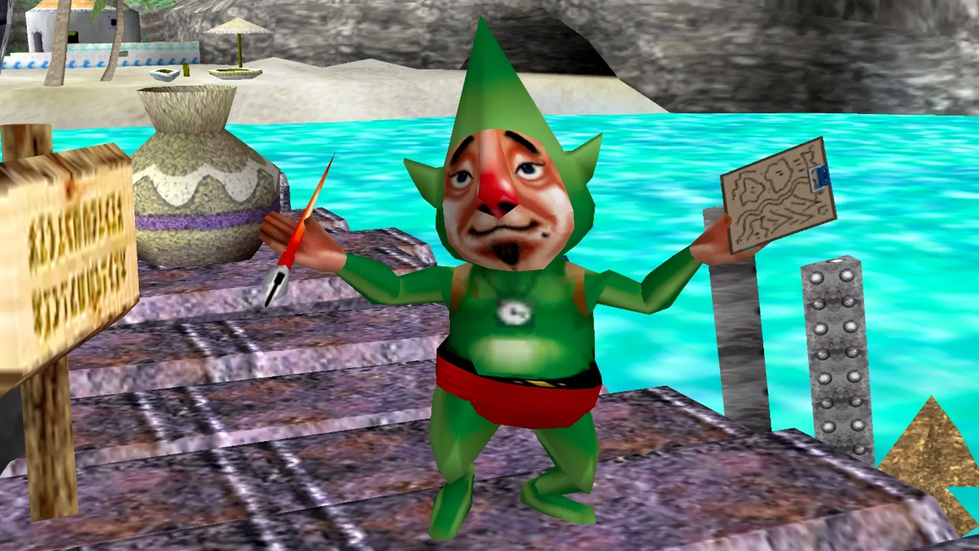 Tingle trong trang phục xanh đỏ nổi bật của Majora's Mask