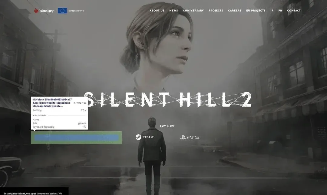 Trang landing Silent Hill 2 trên Bloober Team hé lộ logo Xbox và Switch 2 tiềm năng