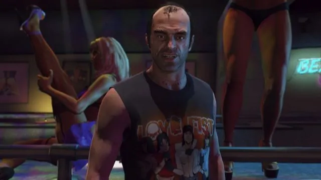 Trevor trong GTA V với tư thế hoang dại, một biểu tượng của hài đen trong series Rockstar