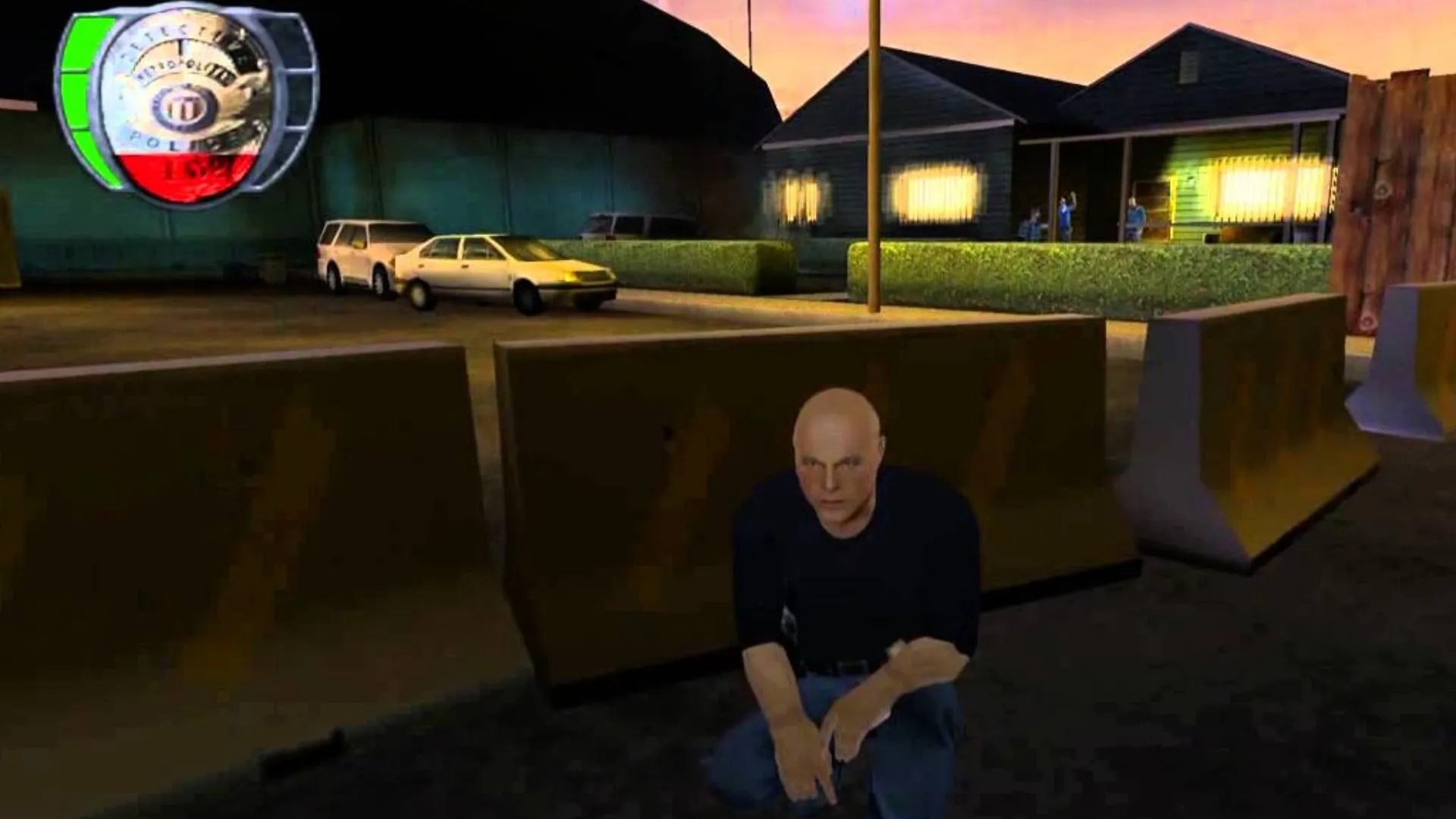 Vic Mackey trong phiên bản game với đồ họa kém và cutscene dài dòng