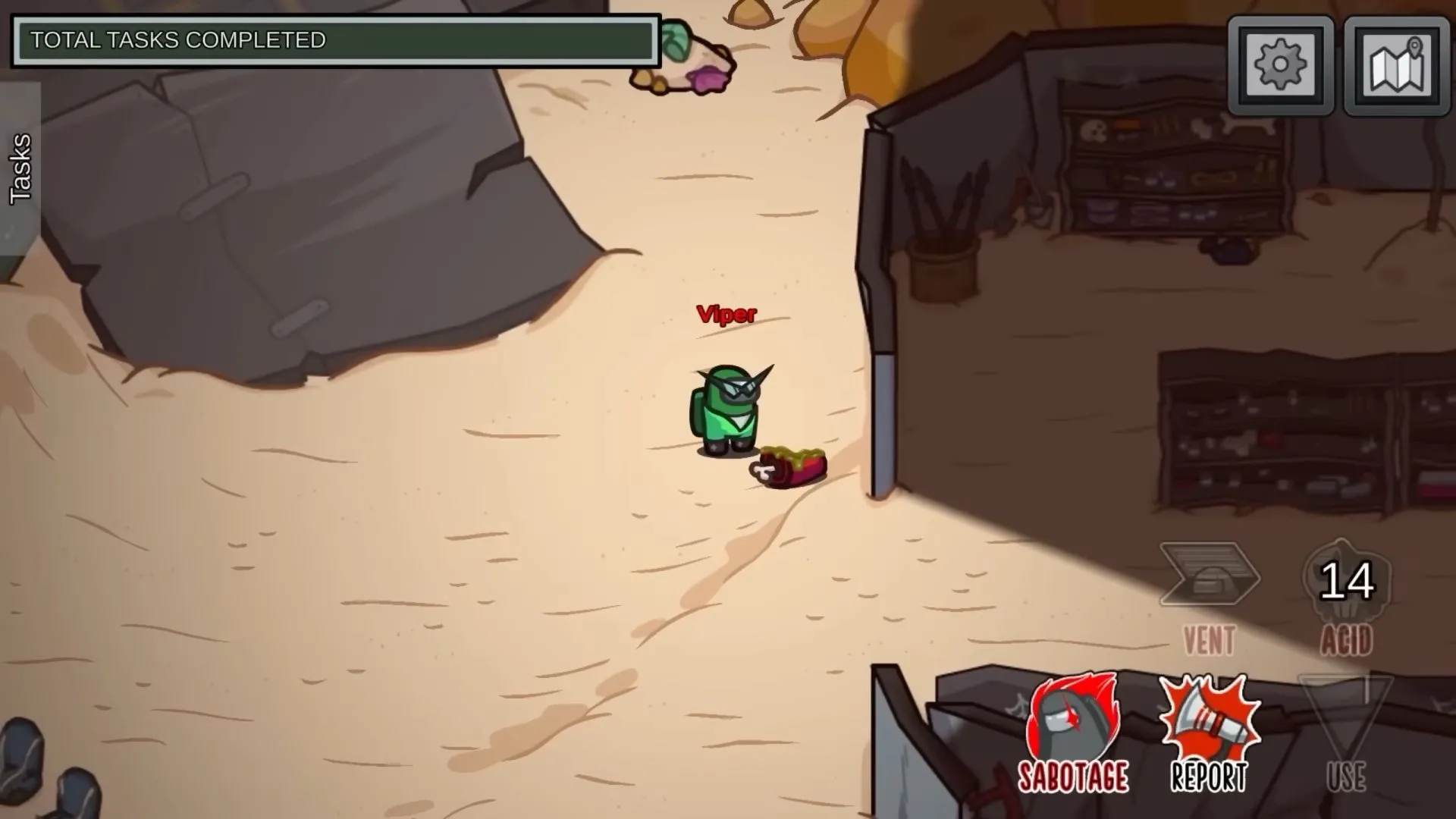 Viper tấn công và xác dần hòa tan trong Among Us