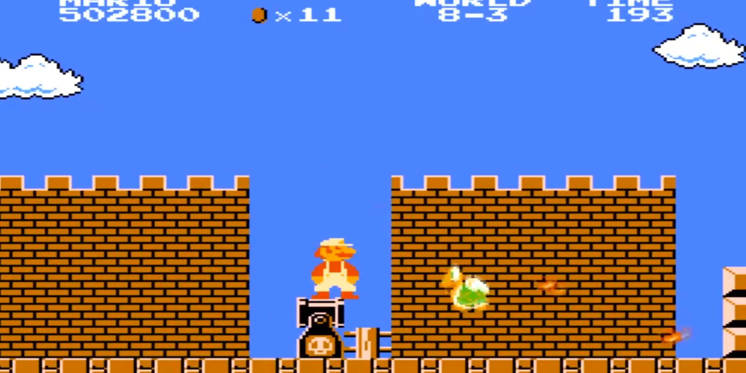 World 8-3 của Super Mario Bros với Hammer Bros và các khối lơ lửng