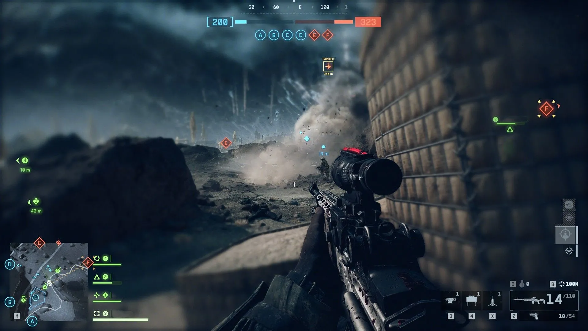 Xe tăng và hỏa lực cố định trên bản đồ Liberation Peak của Battlefield 6, thể hiện gameplay phương tiện kết hợp đội nhóm