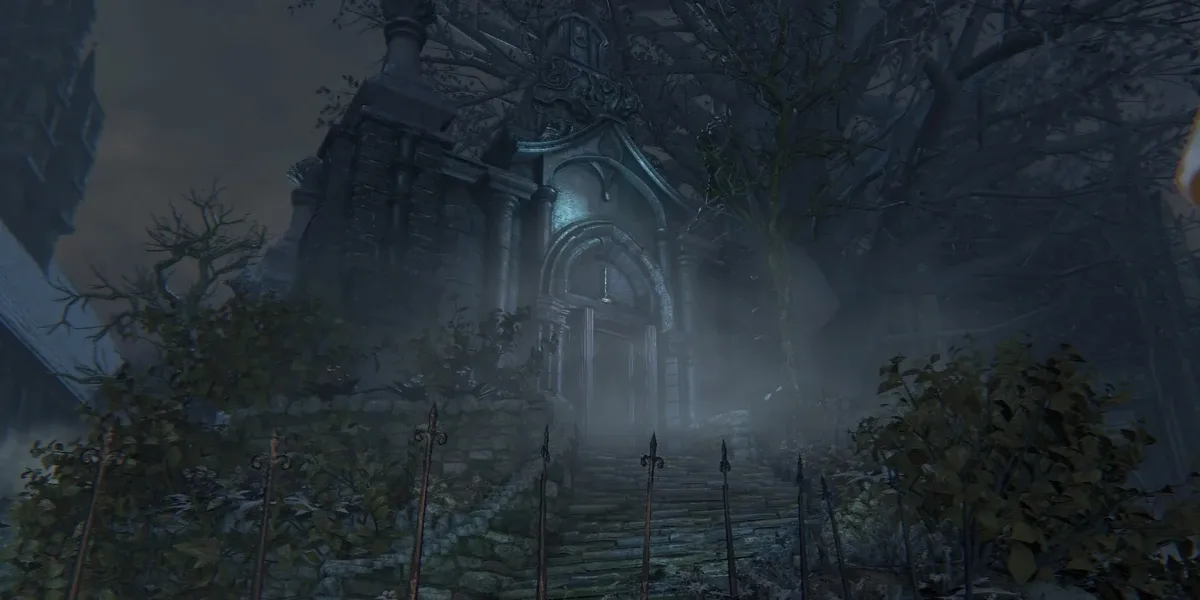 Xưởng Cũ bị Bỏ Hoang trong Bloodborne, không gian tĩnh lặng mang ý nghĩa cốt truyện sâu sắc